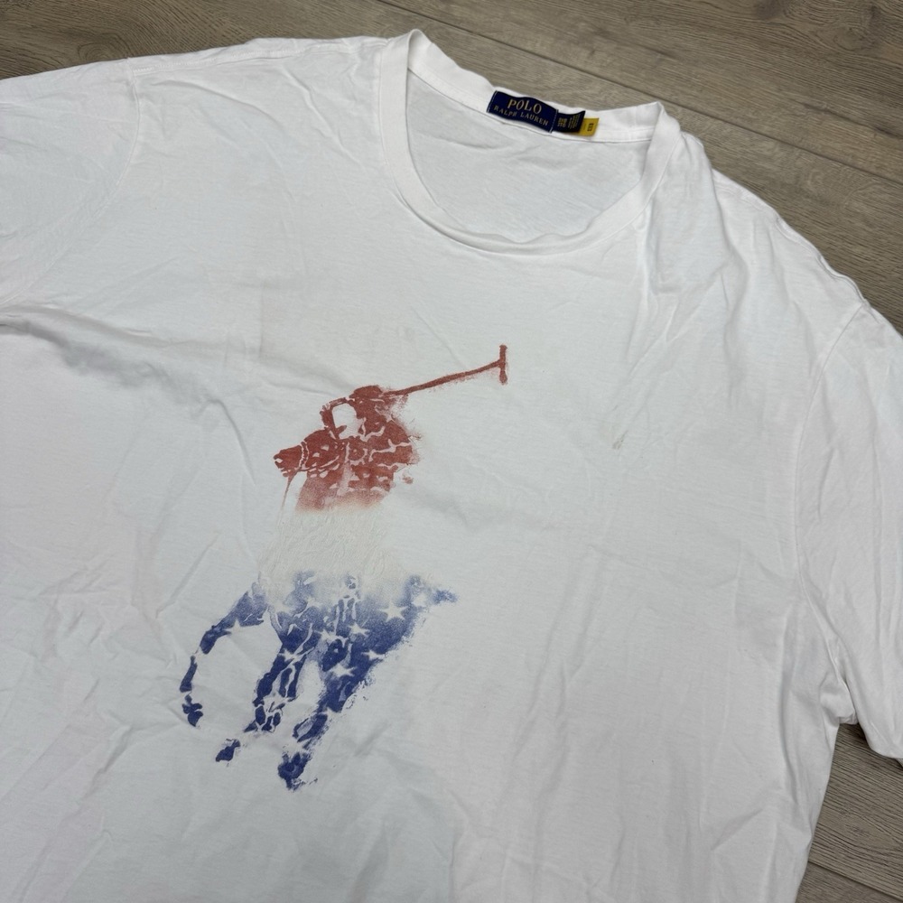 Polo Ralph Lauren USA Big Pony T Short Men's Sz 3XB White July 4 Patriotic